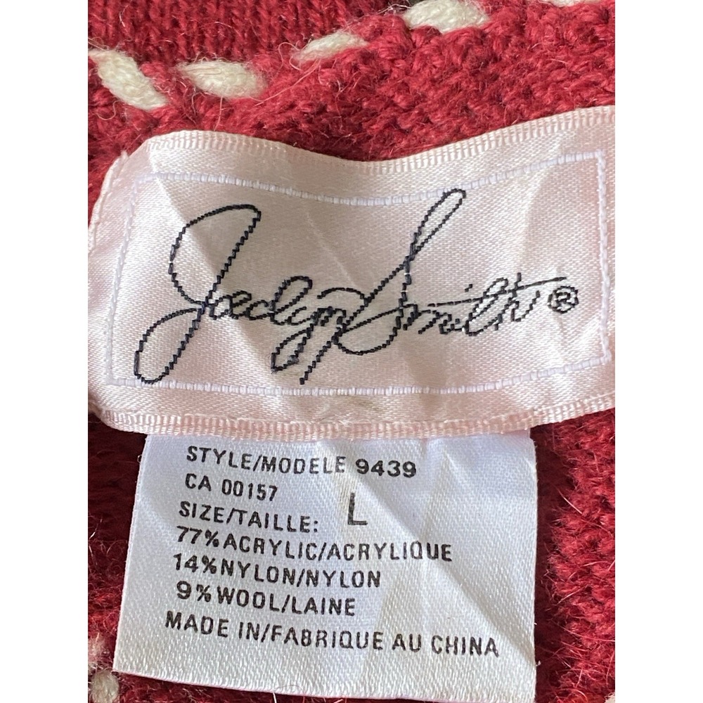 VTG Jaclyn Smith Open Knit Sweater Vest Sz Large Grandma Red Stitch & Embroidery - Picture 4 of 4